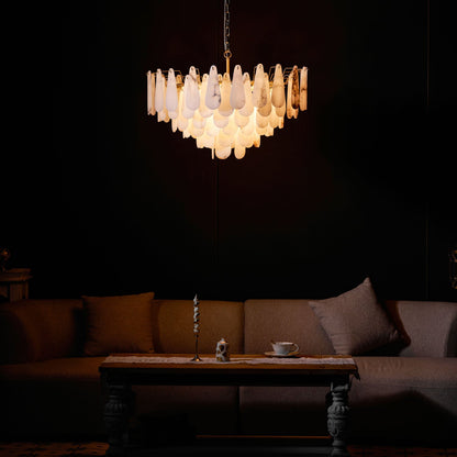 Leon Alabaster Chandelier - Elegant Design with Adjustable Height & LE