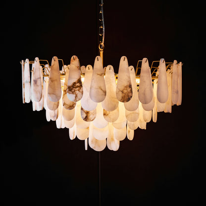 Leon Alabaster Chandelier - Elegant Design with Adjustable Height & LE