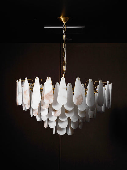 Leon Alabaster Chandelier - Elegant Design with Adjustable Height & LE