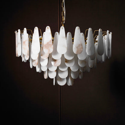 Leon Alabaster Chandelier - Elegant Design with Adjustable Height & LE