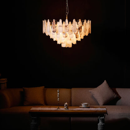 Leon Alabaster Chandelier - Elegant Design with Adjustable Height & LE