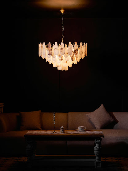Leon Alabaster Chandelier - Elegant Design with Adjustable Height & LE