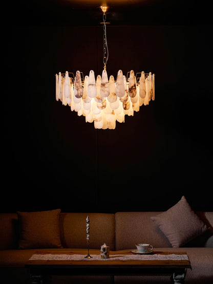 Leon Alabaster Chandelier - Elegant Design with Adjustable Height & LE