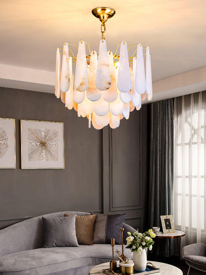 Leon Alabaster Chandelier - Elegant Design with Adjustable Height & LE