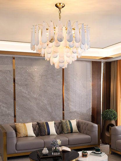 Leon Alabaster Chandelier - Elegant Design with Adjustable Height & LE
