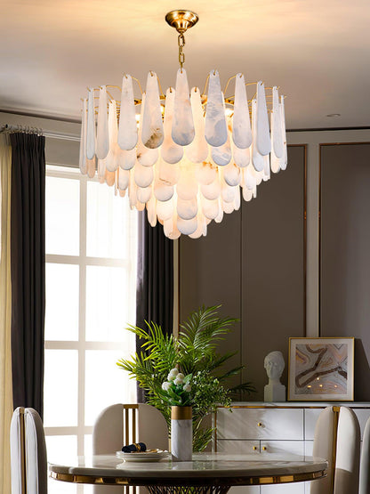 Leon Alabaster Chandelier - Elegant Design with Adjustable Height & LE