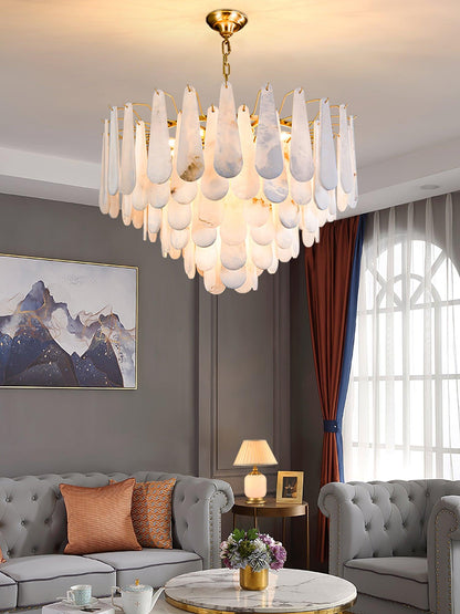 Leon Alabaster Chandelier - Elegant Design with Adjustable Height & LE