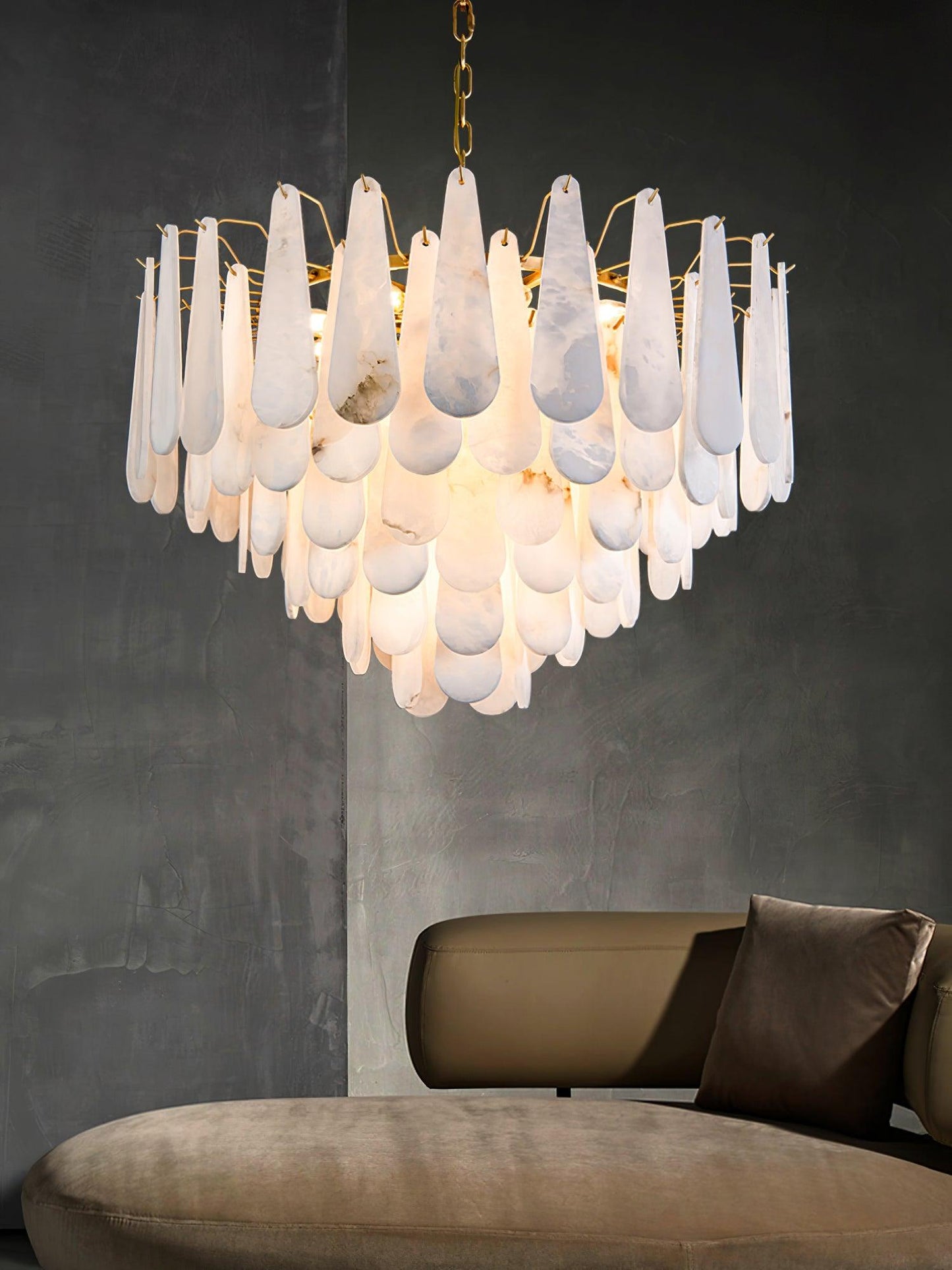 Leon Alabaster Chandelier - Elegant Design with Adjustable Height & LE
