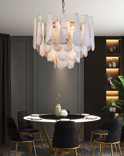 Leon Alabaster Chandelier - Elegant Design with Adjustable Height & LE