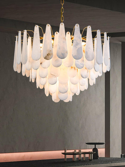 Leon Alabaster Chandelier - Elegant Design with Adjustable Height & LE
