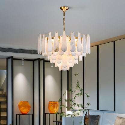 Leon Alabaster Chandelier - Elegant Design with Adjustable Height & LE