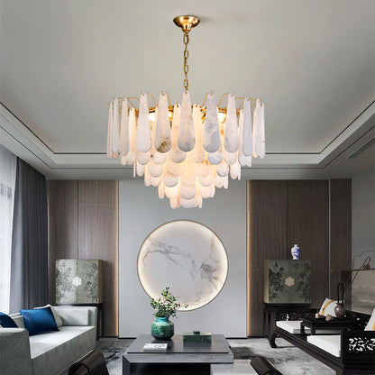 Leon Alabaster Chandelier - Elegant Design with Adjustable Height & LE