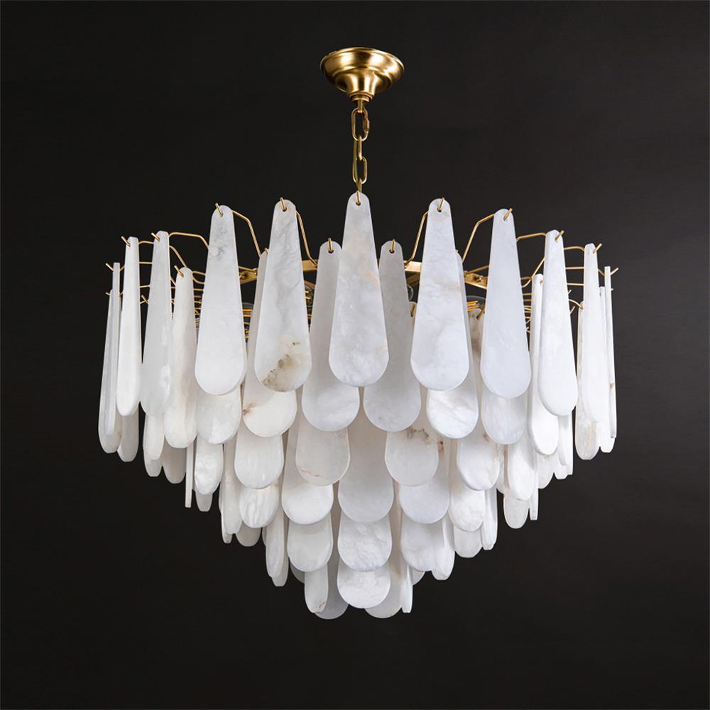 Leon Alabaster Chandelier - Elegant Design with Adjustable Height & LE