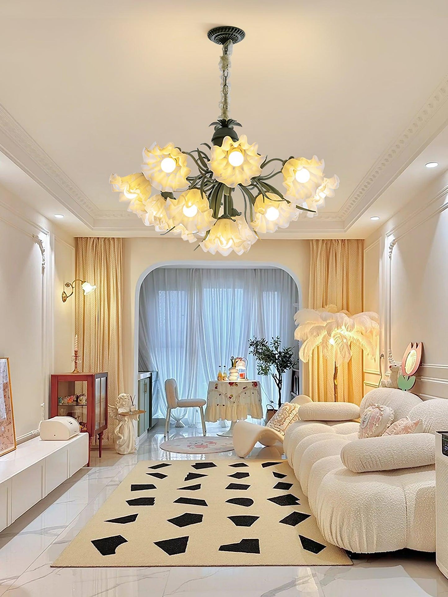 Lily of the Valley Flower Chandelier - Elegant Design, LED Lighting