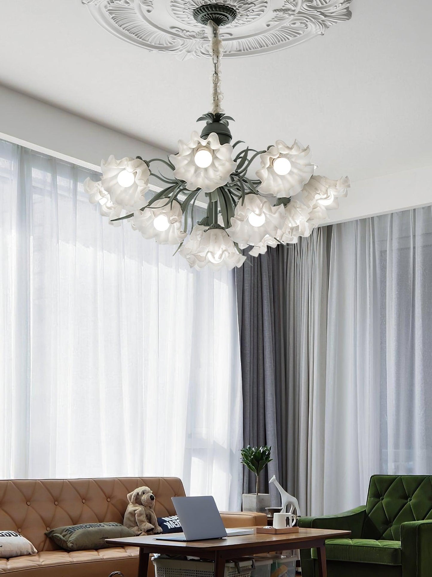 Lily of the Valley Flower Chandelier - Elegant Design, LED Lighting
