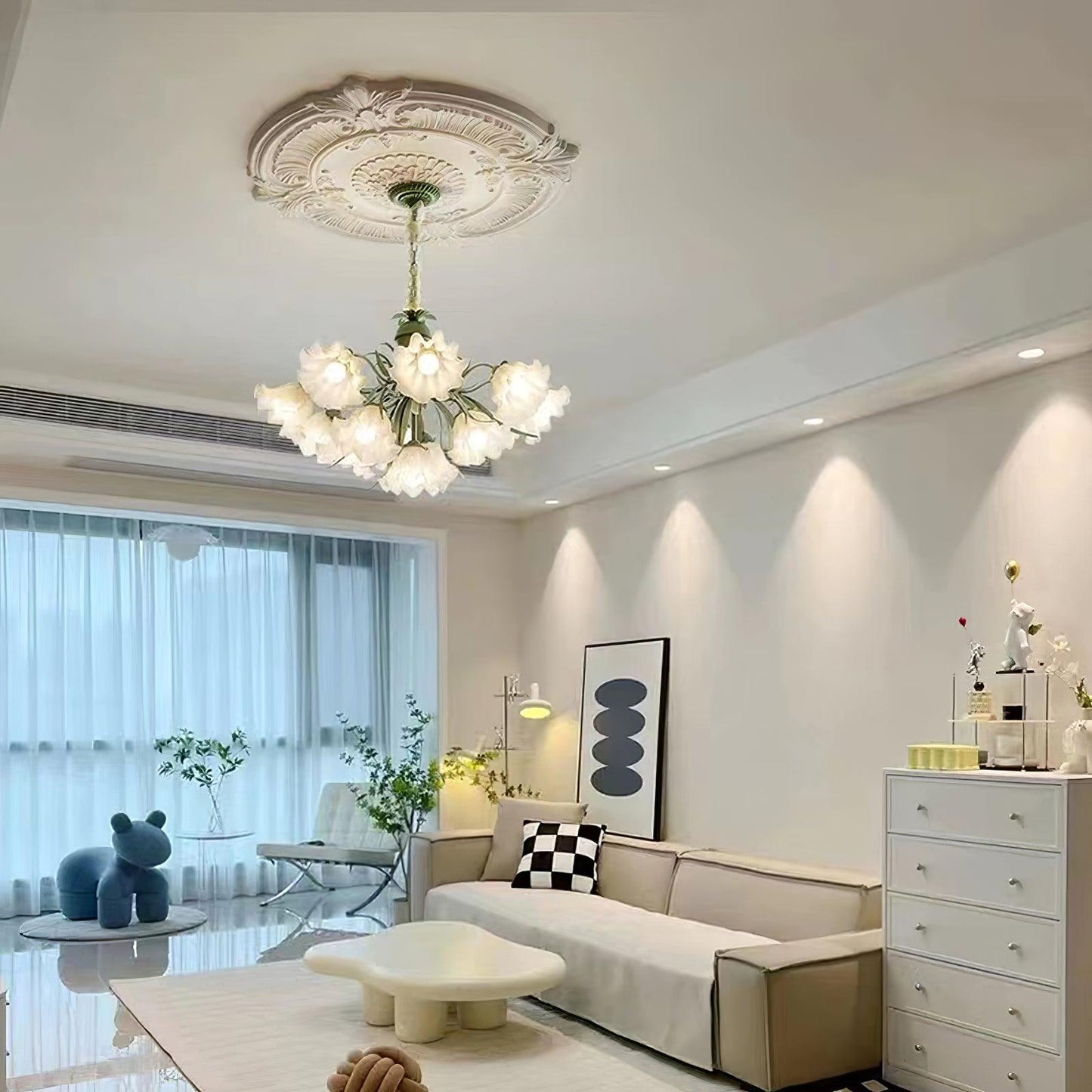 Lily of the Valley Flower Chandelier - Elegant Design, LED Lighting