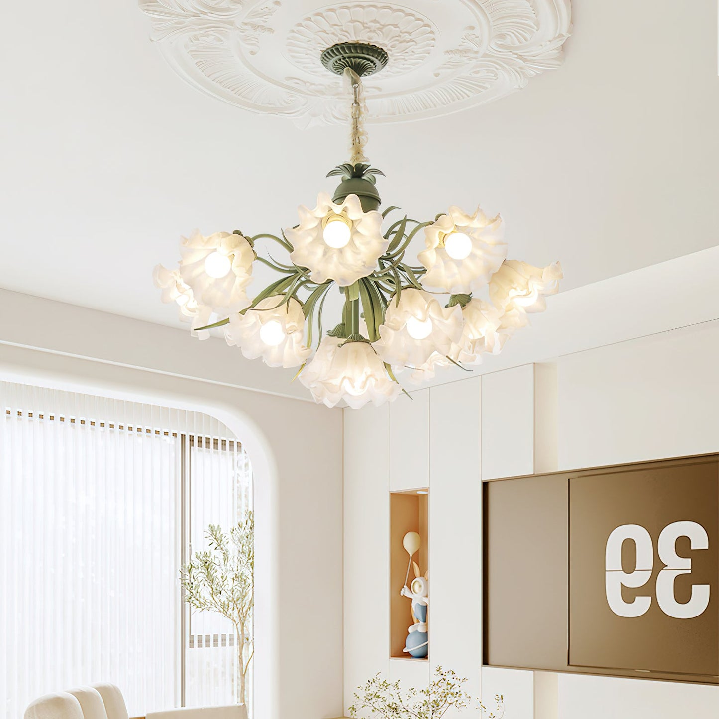 Lily of the Valley Flower Chandelier - Elegant Design, LED Lighting
