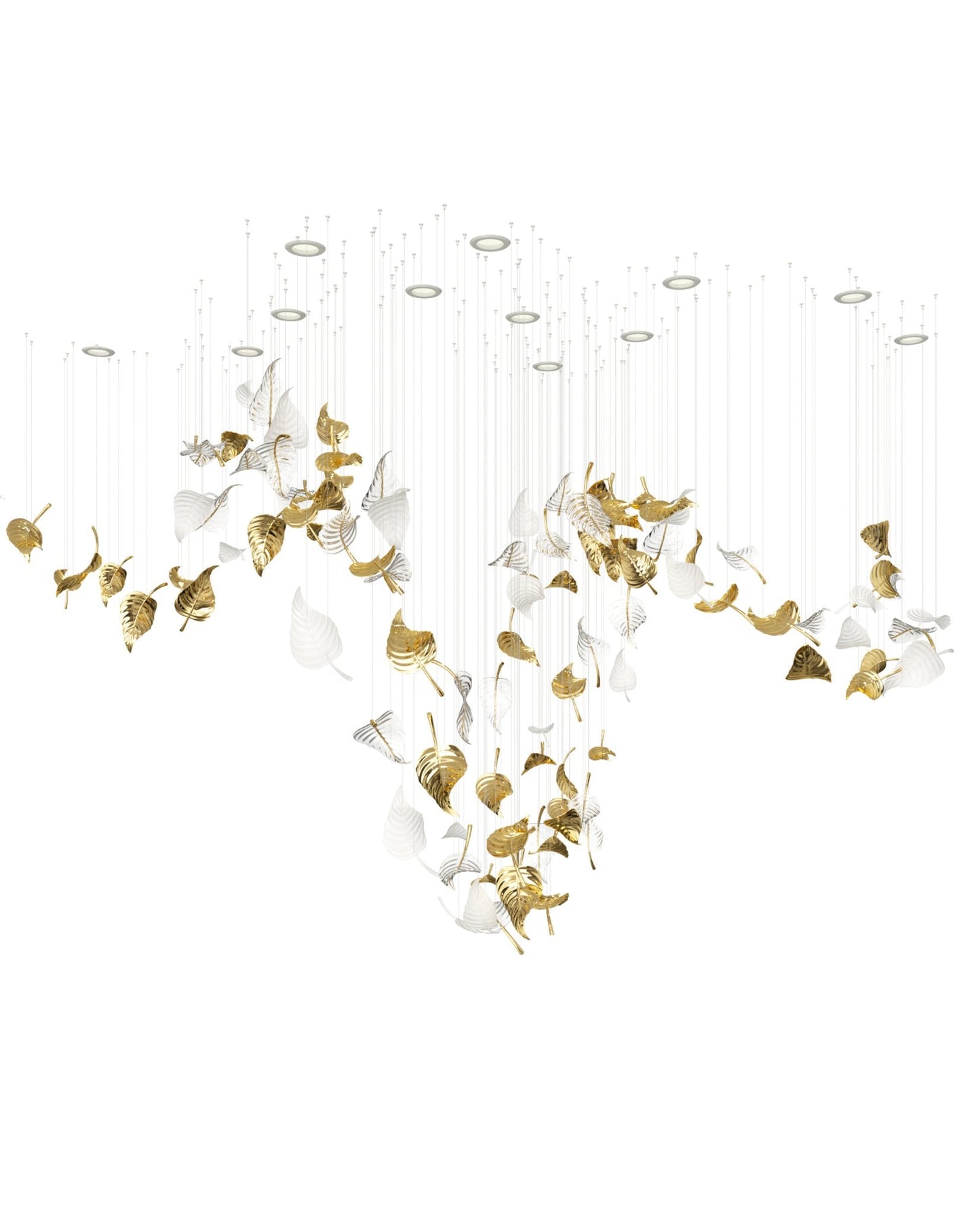 Linden Leaves Elegant Chandelier with Adjustable Height & LED Lighting