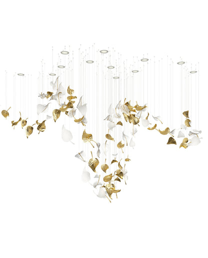 Linden Leaves Elegant Chandelier with Adjustable Height & LED Lighting
