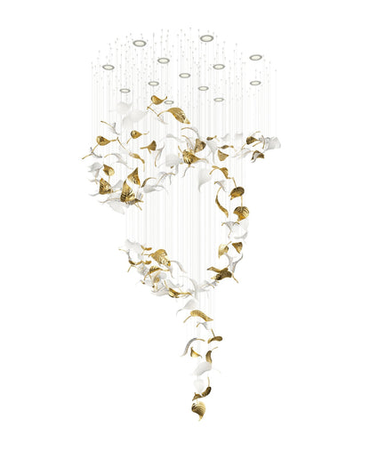Linden Leaves Elegant Chandelier with Adjustable Height & LED Lighting