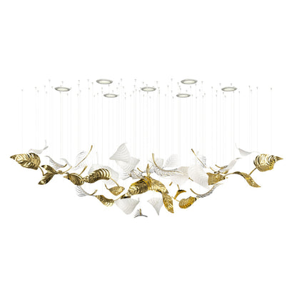 Linden Leaves Elegant Chandelier with Adjustable Height & LED Lighting