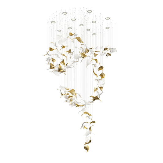 Linden Leaves Elegant Chandelier with Adjustable Height & LED Lighting