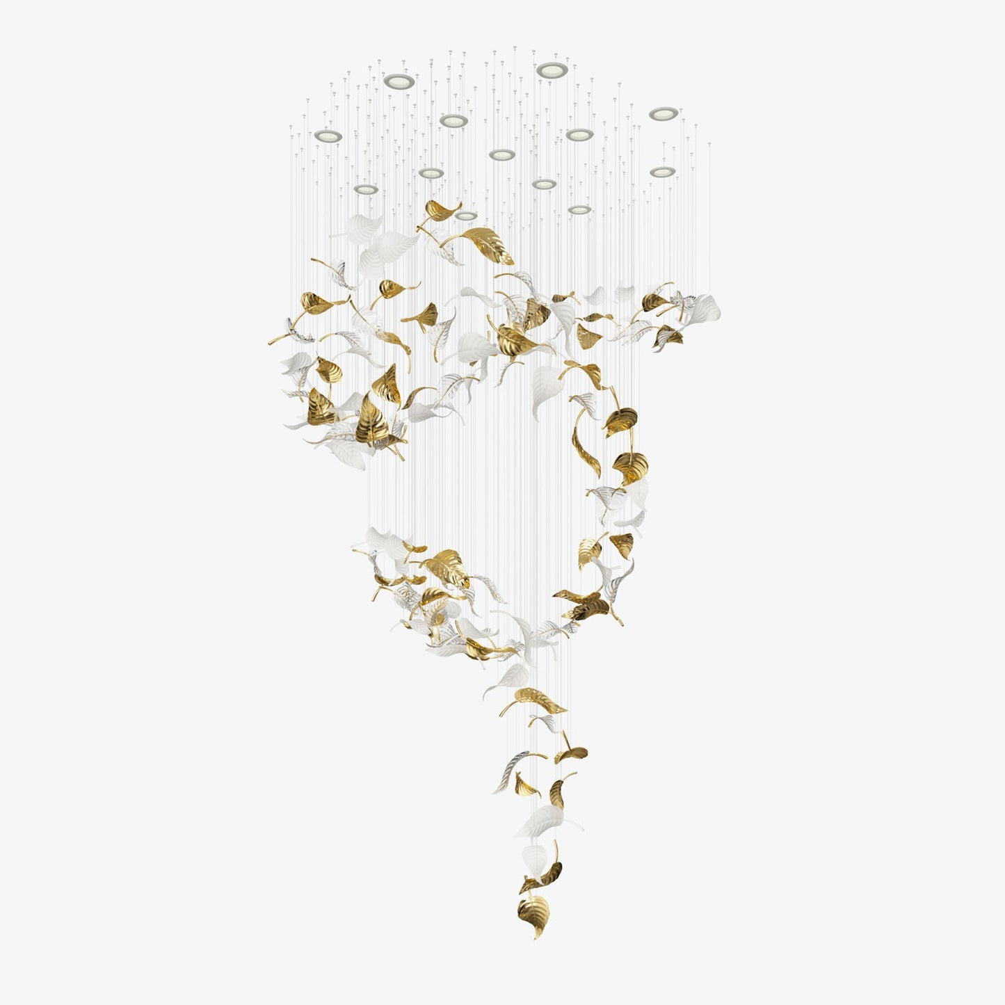 Linden Leaves Elegant Chandelier with Adjustable Height & LED Lighting