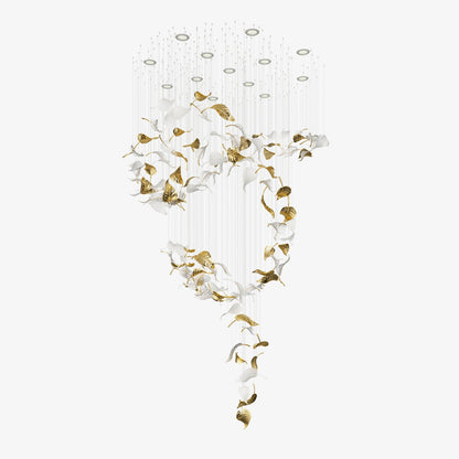 Linden Leaves Elegant Chandelier with Adjustable Height & LED Lighting