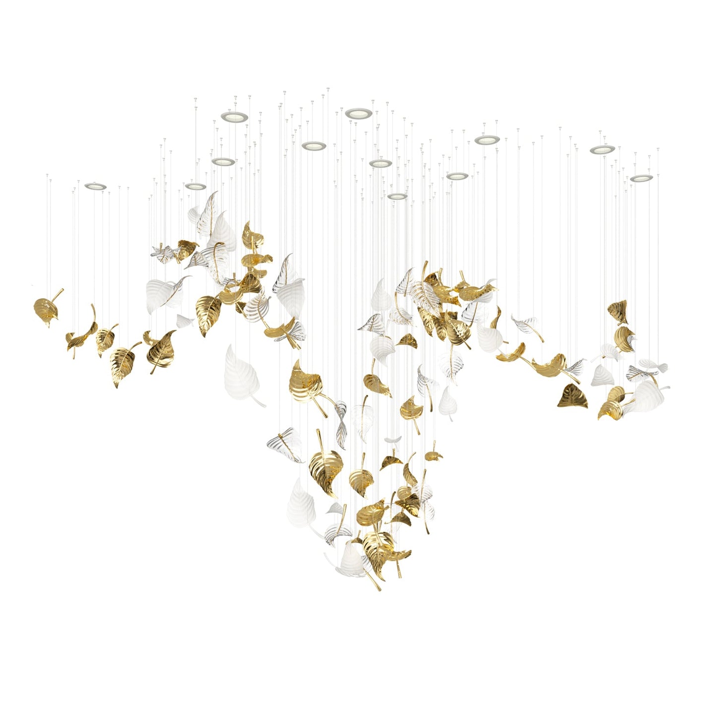 Linden Leaves Elegant Chandelier with Adjustable Height & LED Lighting
