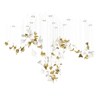 Linden Leaves Elegant Chandelier with Adjustable Height & LED Lighting