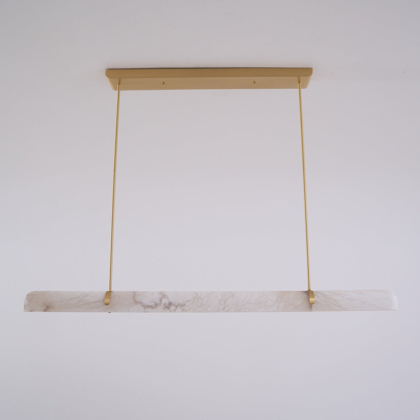 Linear Alabaster Chandelier with Adjustable Height and Soft LED Lighti