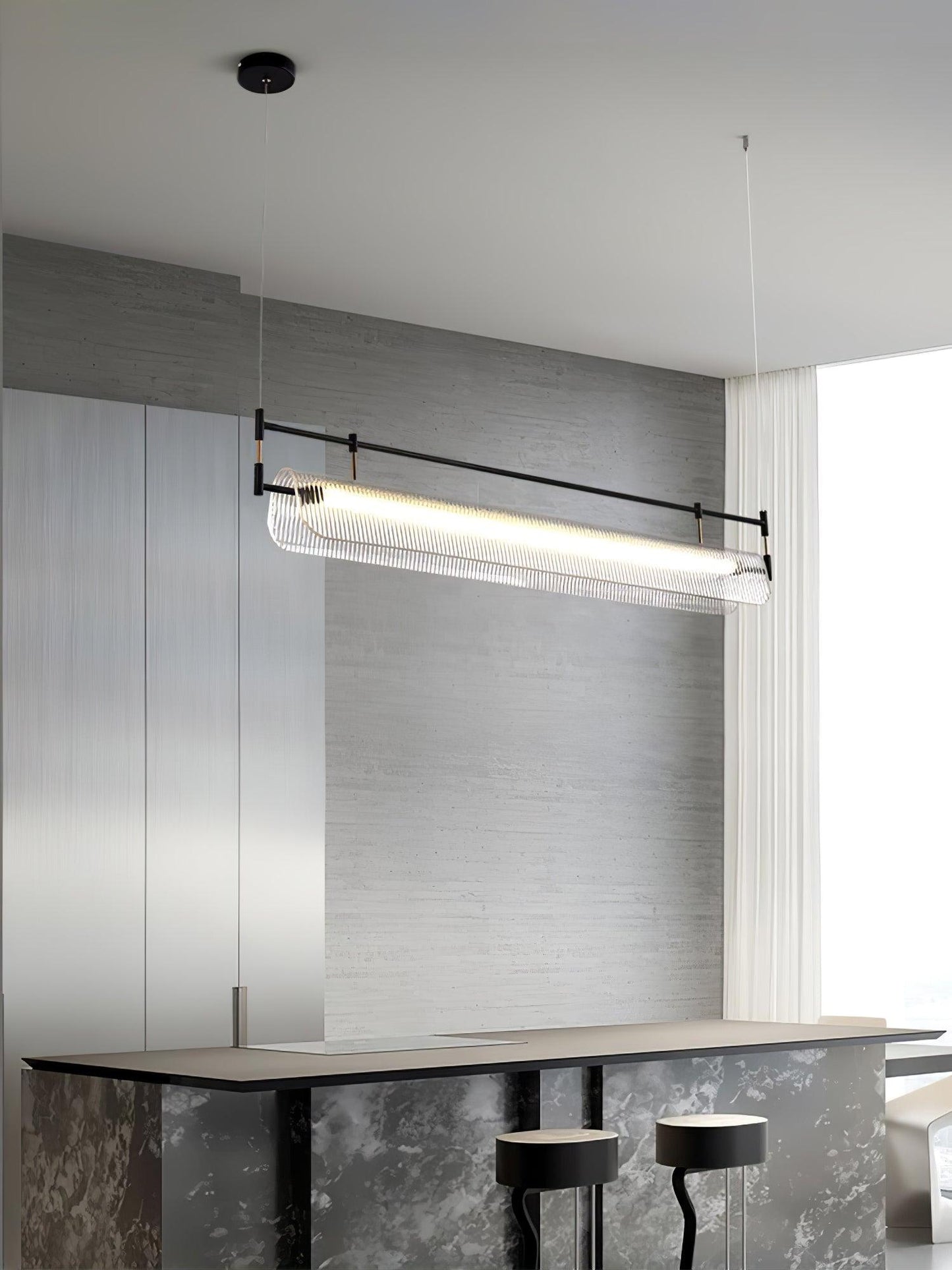 Modern Linear Strip Chandelier - Adjustable Height, Energy-Efficient L