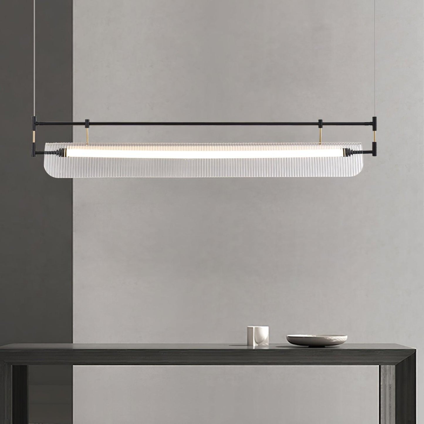 Modern Linear Strip Chandelier - Adjustable Height, Energy-Efficient L