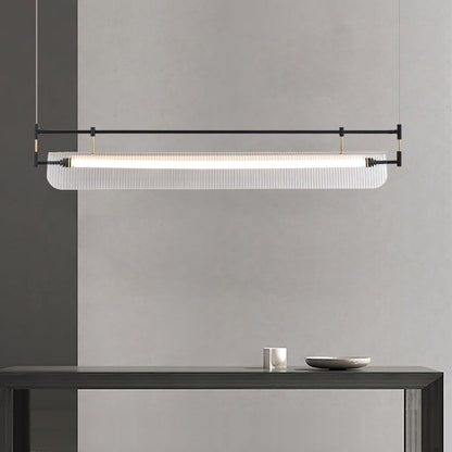 Modern Linear Strip Chandelier - Adjustable Height, Energy-Efficient L