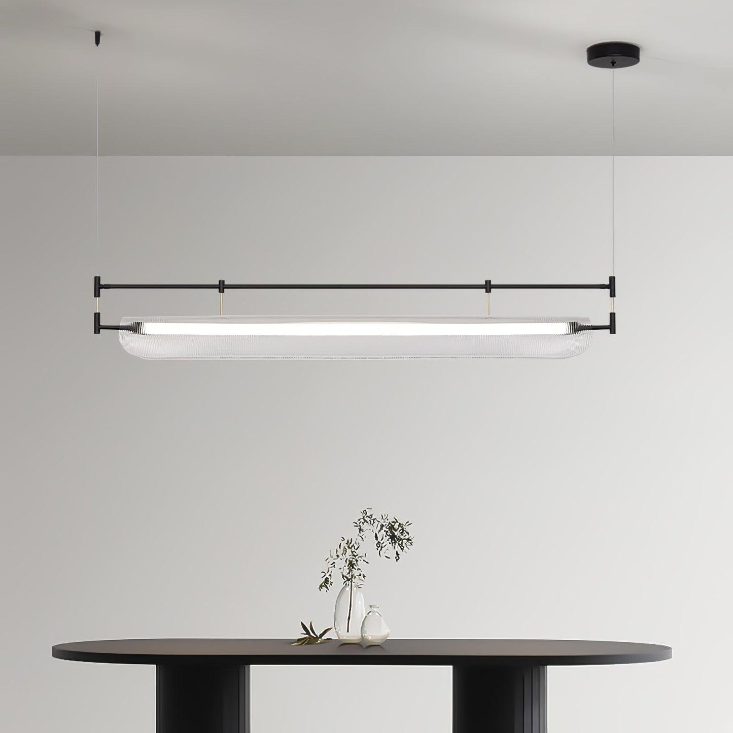 Modern Linear Strip Chandelier - Adjustable Height, Energy-Efficient L