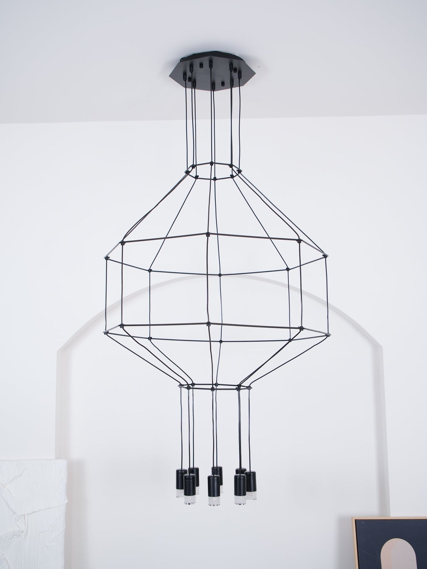 Elegant Lattice Chandelier with Adjustable Height and Crystal Accents