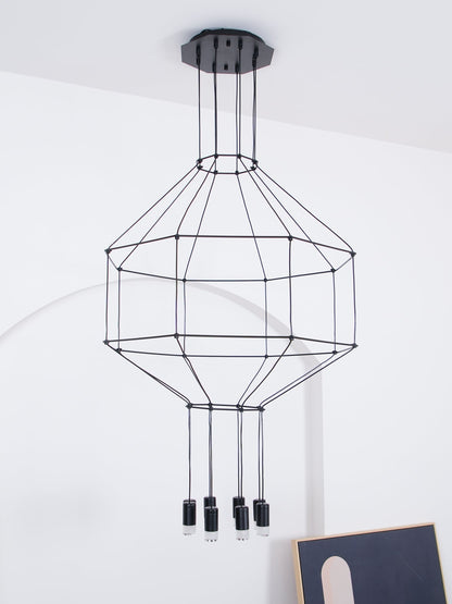 Elegant Lattice Chandelier with Adjustable Height and Crystal Accents