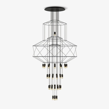 Elegant Lattice Chandelier with Adjustable Height and Crystal Accents