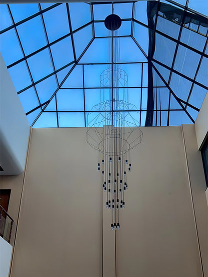 Elegant Lattice Chandelier with Adjustable Height and Crystal Accents