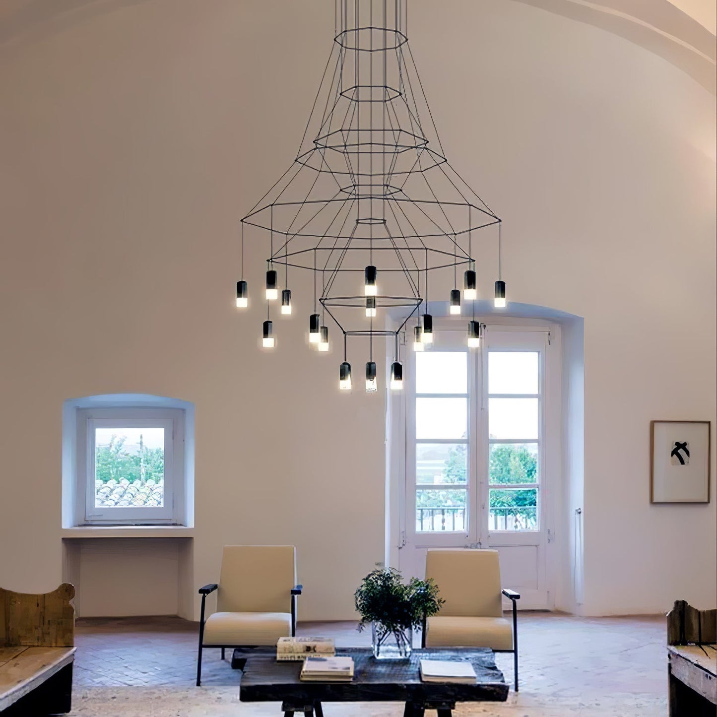 Elegant Lattice Chandelier with Adjustable Height and Crystal Accents