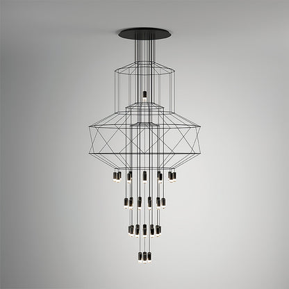Elegant Lattice Chandelier with Adjustable Height and Crystal Accents