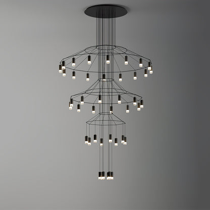 Elegant Lattice Chandelier with Adjustable Height and Crystal Accents
