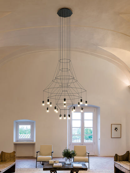 Elegant Lattice Chandelier with Adjustable Height and Crystal Accents