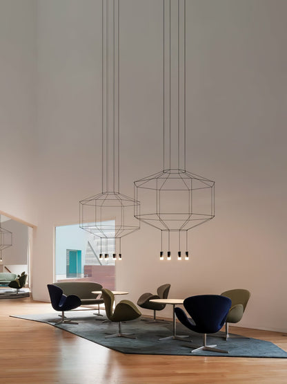 Elegant Lattice Chandelier with Adjustable Height and Crystal Accents