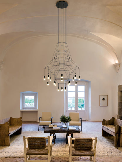 Elegant Lattice Chandelier with Adjustable Height and Crystal Accents