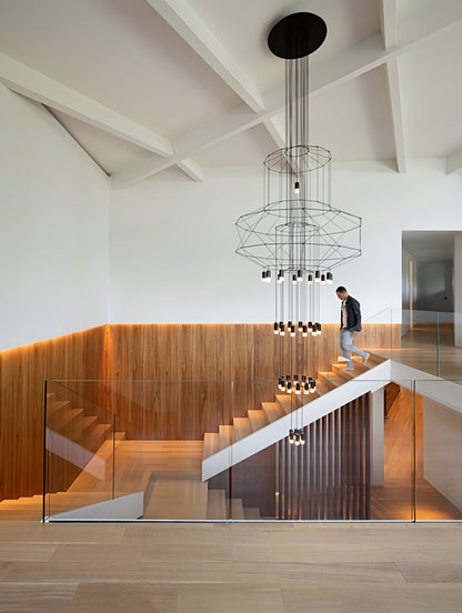 Elegant Lattice Chandelier with Adjustable Height and Crystal Accents