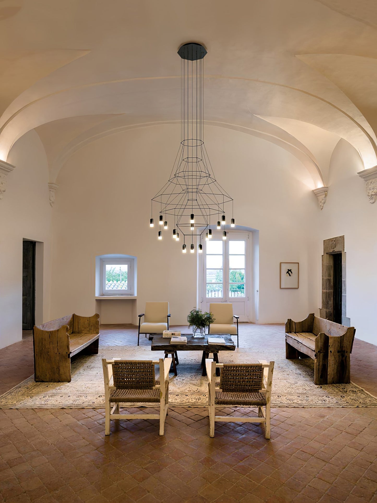 Elegant Lattice Chandelier with Adjustable Height and Crystal Accents