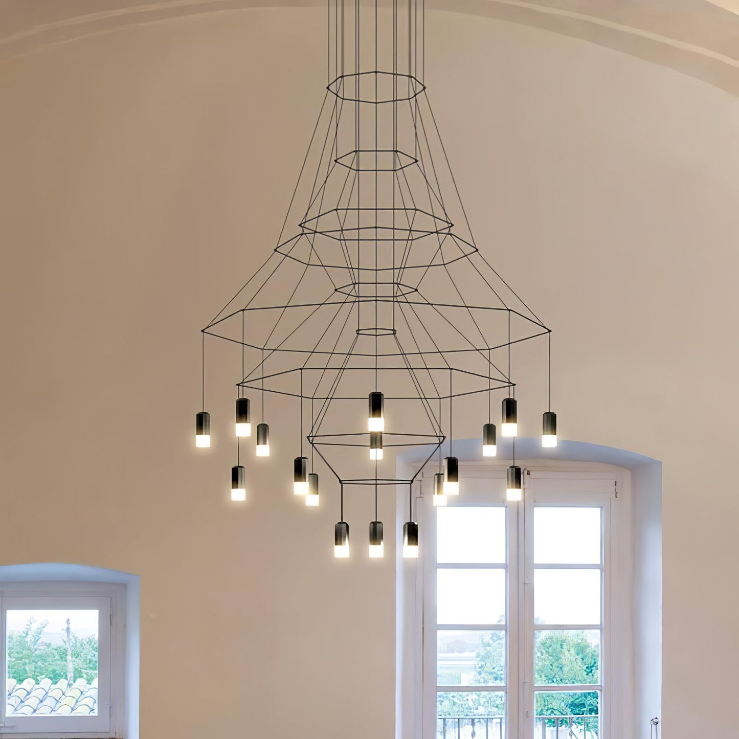 Elegant Lattice Chandelier with Adjustable Height and Crystal Accents