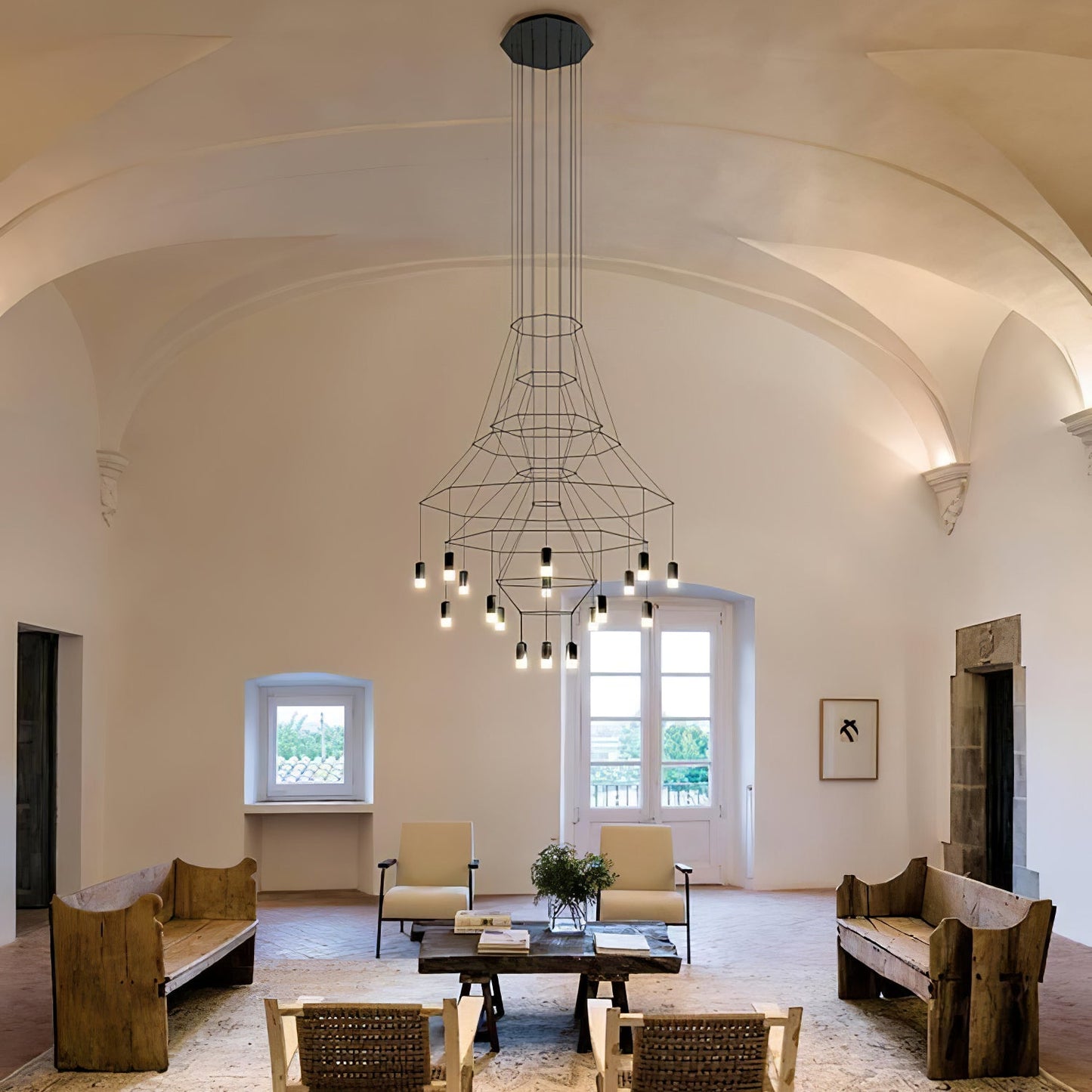 Elegant Lattice Chandelier with Adjustable Height and Crystal Accents