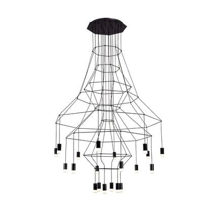 Elegant Lattice Chandelier with Adjustable Height and Crystal Accents